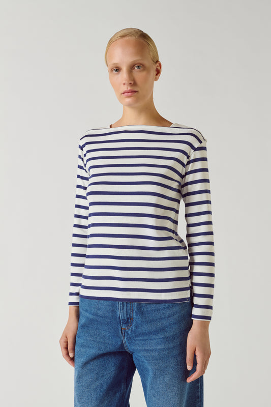 Tee-Shirt Katy - Blanc/Bleu - Coton - Femme