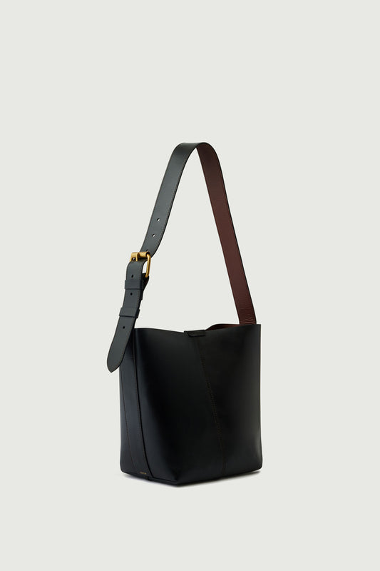 Sac Saudade Mini - Noir/Cognac - Cuir - Femme